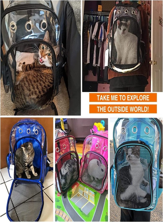 KIKA Pets Clear Cat Dog Backpack Carrier Travel Hiking Mesh Front Dog Backpack Carrier for Cat Rabbit Small Animal Breathable Clear Lightweight Pet Backpack for Outdoor Walking (Black 1-6 kgs) - Image 5